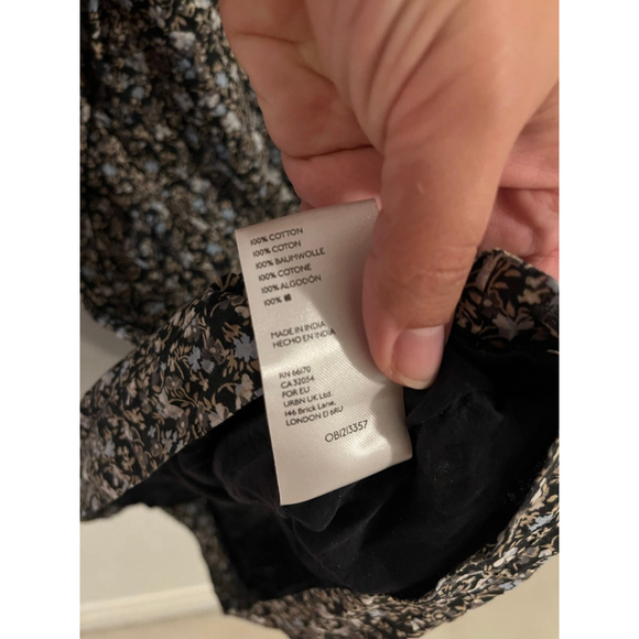 Free People Making Plans Black Blue Floral Mini Dress with Blue Accents Collar - Picture 11 of 11